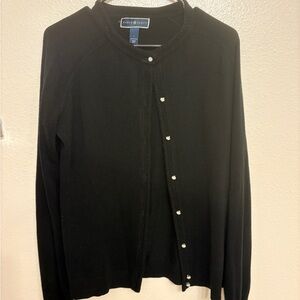 Karen Scott Classic Black Button-Up Cardigan